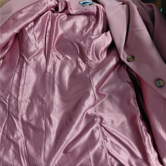 Halitech Womens Coat XL Pink Long Wool Blend Button Front Classic Peacoat NWT - Picture 6 of 9
